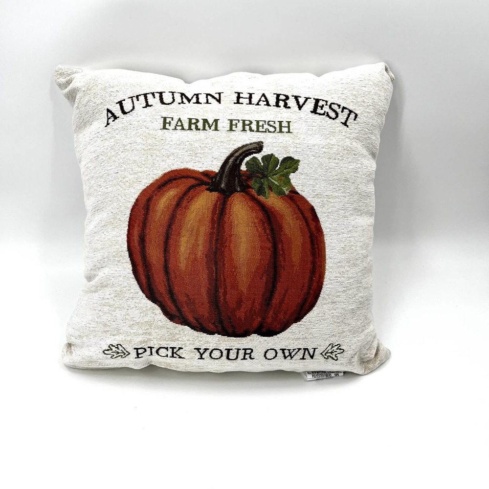 Okeo-Tex Fall Harvest Decorative Pillow Pumpkin Autumn Square Throw Pillow
